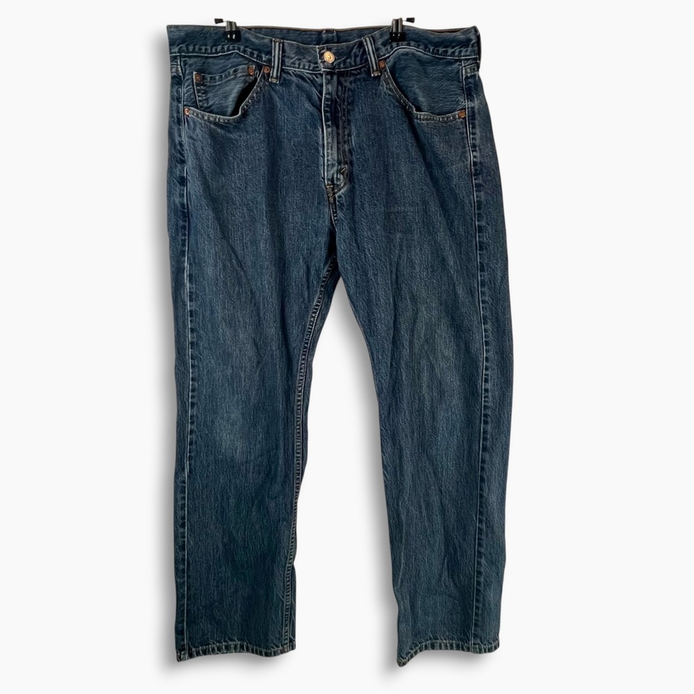 Levis 505 Regular Fit Straight Leg Jeans Mens 36x30 Medium Wash Blue Denim